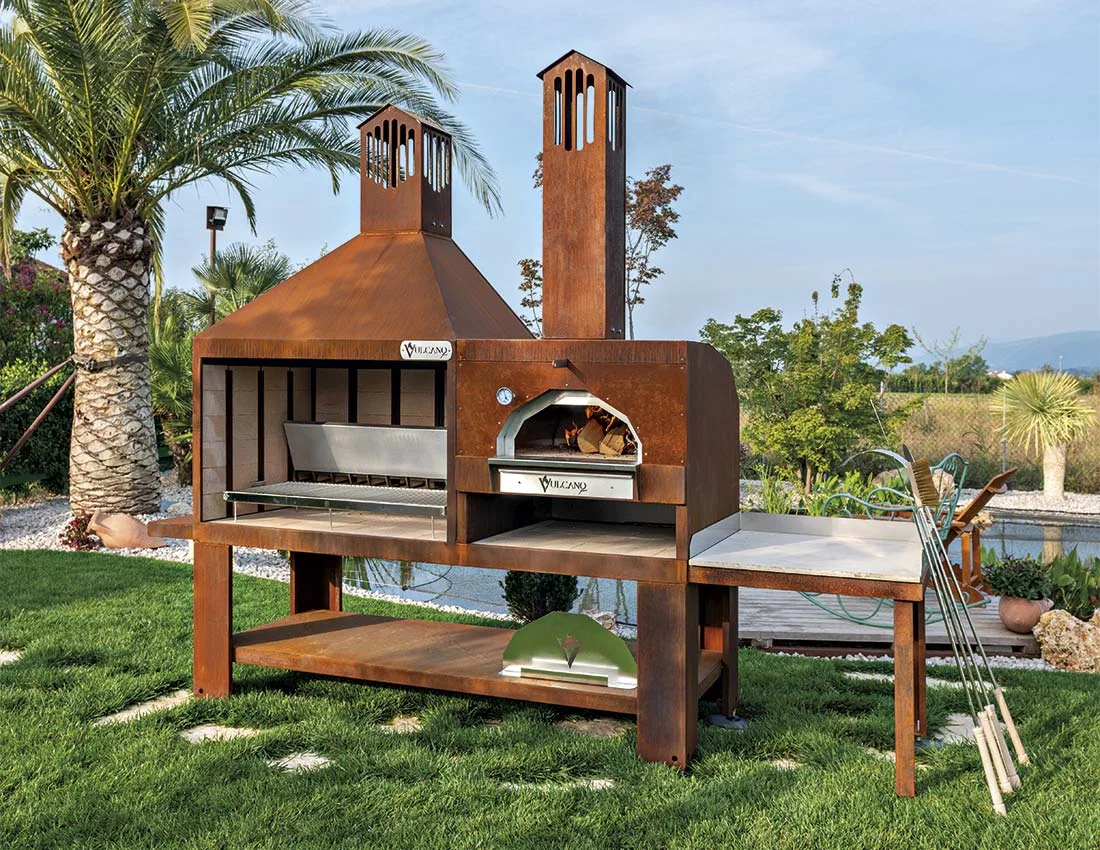 Barbecue con forno a legna